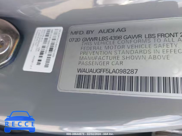 2020 AUDI A3 PREMIUM 40 TFSI FRONT-WHEEL DRIVE S TRONIC WAUAUGFF5LA098287 image 8