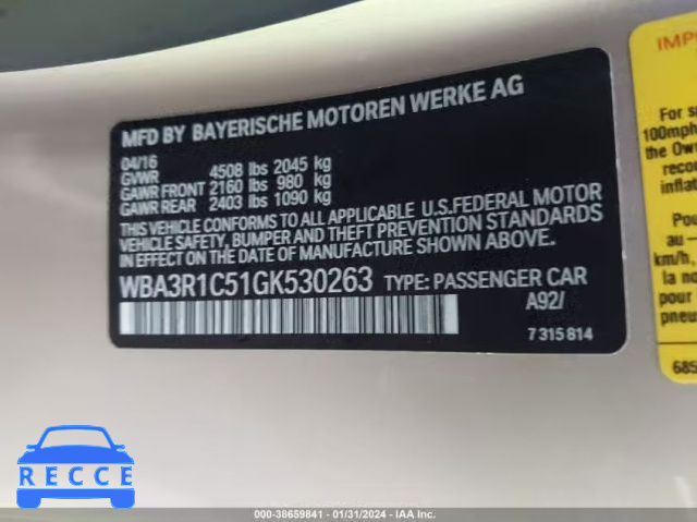 2016 BMW 435I WBA3R1C51GK530263 image 8