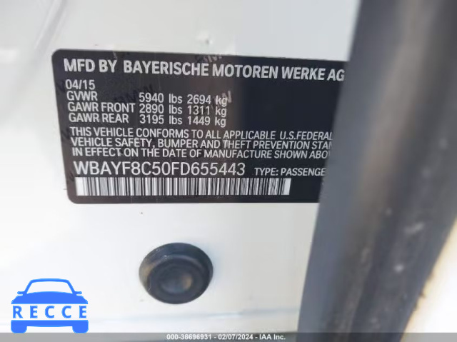 2015 BMW 750LI XDRIVE WBAYF8C50FD655443 image 8