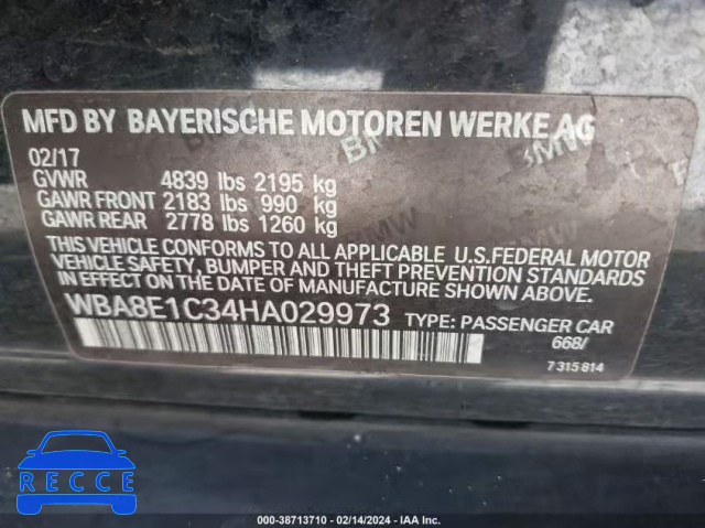 2017 BMW 330E IPERFORMANCE WBA8E1C34HA029973 image 7