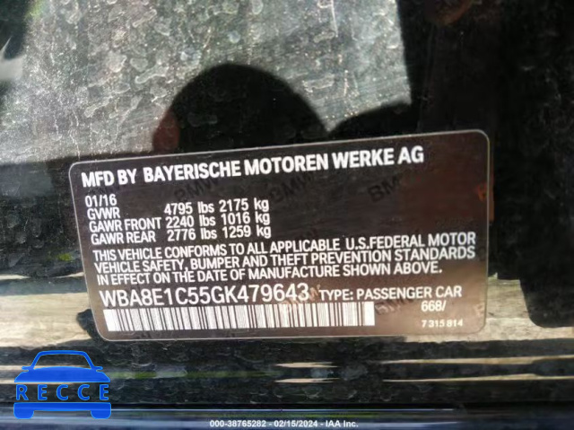 2016 BMW 330E WBA8E1C55GK479643 image 8