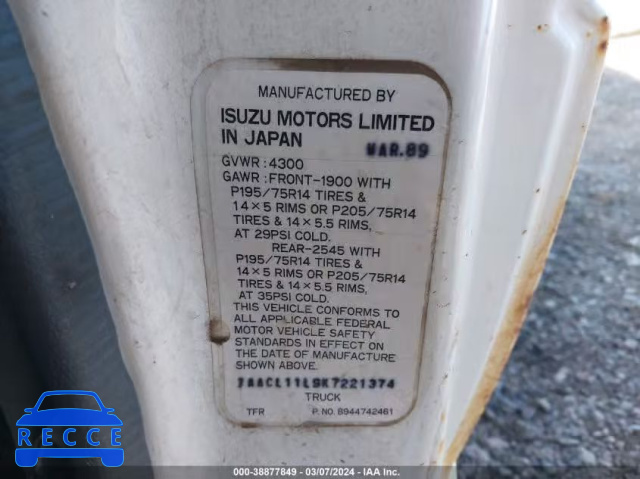 1989 ISUZU CONVENTIONAL SHORT BED JAACL11L9K7221374 Bild 8