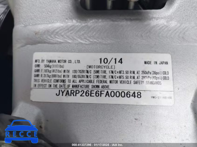 2015 YAMAHA FJR1300 AE JYARP26E6FA000648 image 9