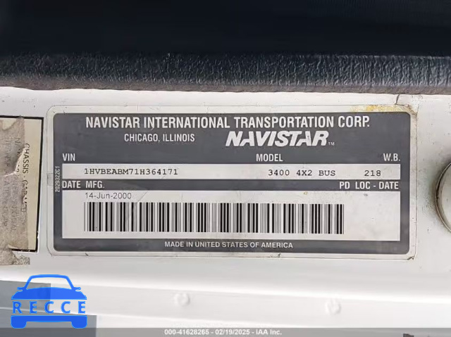 2001 INTERNATIONAL 3000 3400 1HVBEABM71H364171 зображення 8
