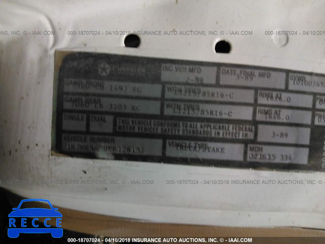 1989 DODGE D-SERIES D300/D350 1B7ME3650KS126132 зображення 9