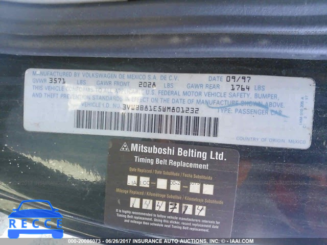 1998 VOLKSWAGEN CABRIO GLS 3VWBB81E5WM801232 image 8