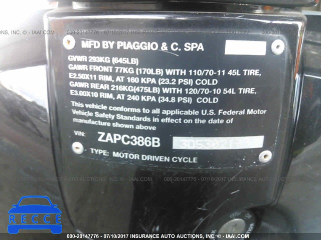 2013 VESPA LX 50 ZAPC386B3D5302143 image 9