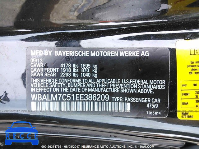 2014 BMW Z4 SDRIVE35I WBALM7C51EE386209 зображення 8