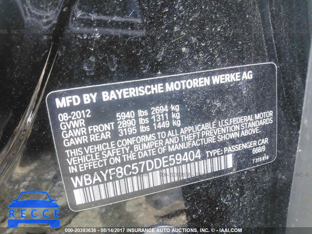 2013 BMW 750 LXI WBAYF8C57DDE59404 image 8