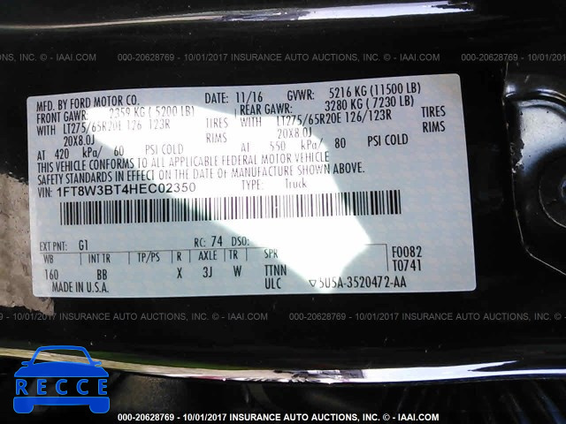2017 FORD F350 SUPER DUTY 1FT8W3BT4HEC02350 image 8