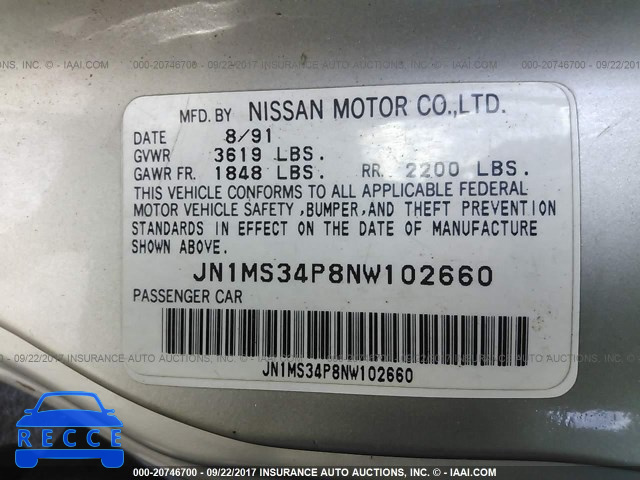 1992 NISSAN 240SX JN1MS34P8NW102660 image 8