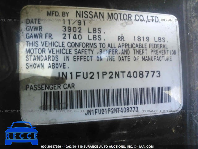 1992 NISSAN STANZA JN1FU21P2NT408773 Bild 8