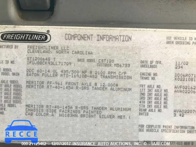2003 FREIGHTLINER ST120 ST120 1FUJBBCK93LL71709 image 9