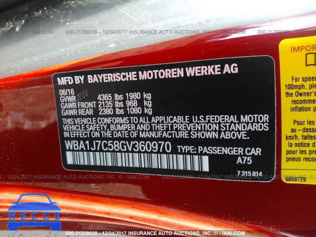 2016 BMW M235I WBA1J7C58GV360970 image 8