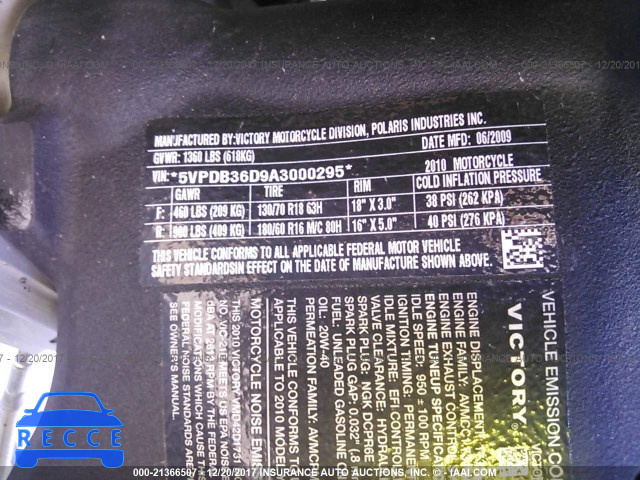 2010 VICTORY MOTORCYCLES CROSS COUNTRY 5VPDB36D9A3000295 image 9