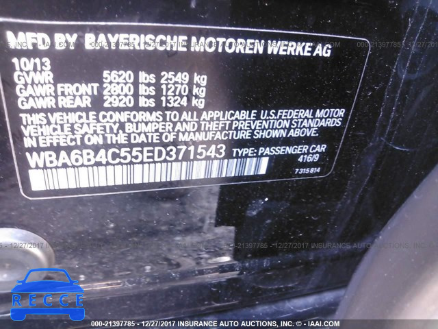 2014 BMW 650 XI/GRAN COUPE WBA6B4C55ED371543 зображення 8