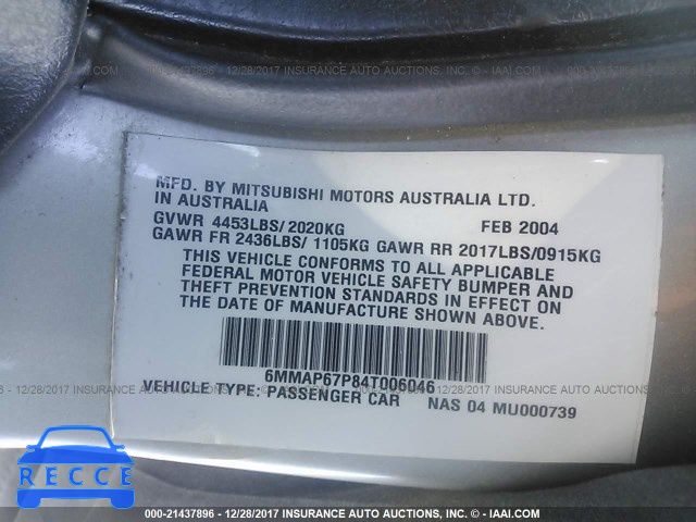 2004 MITSUBISHI DIAMANTE LS 6MMAP67P84T006046 image 8