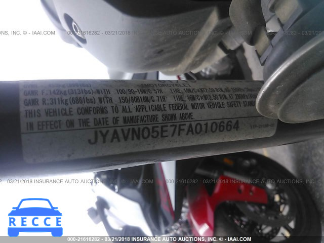 2015 YAMAHA XVS950 CU/CUC JYAVN05E7FA010664 зображення 9