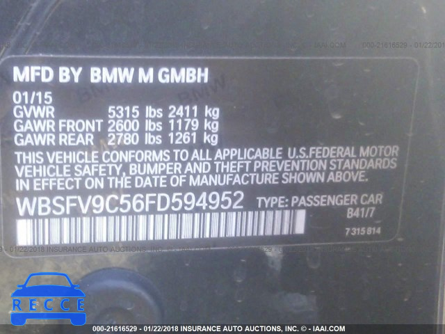 2015 BMW M5 WBSFV9C56FD594952 зображення 8
