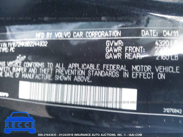 2011 VOLVO C30 T5 YV1672MK8B2244932 image 8