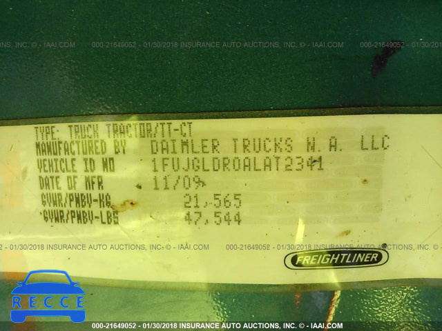 2010 FREIGHTLINER CASCADIA 125 1FUJGLDR0ALAT2341 image 9