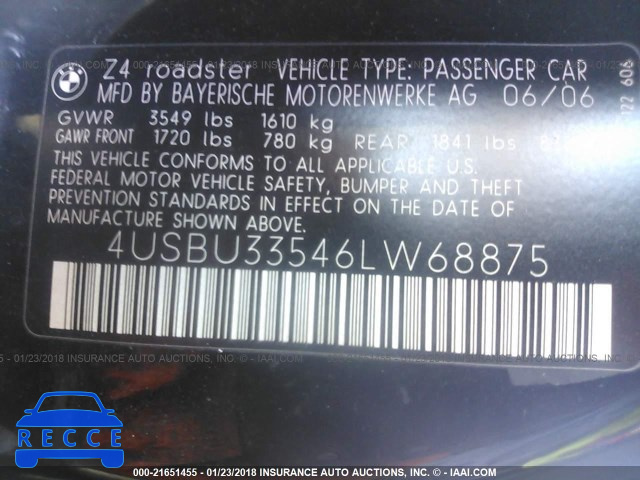 2006 BMW Z4 3.0 4USBU33546LW68875 image 8