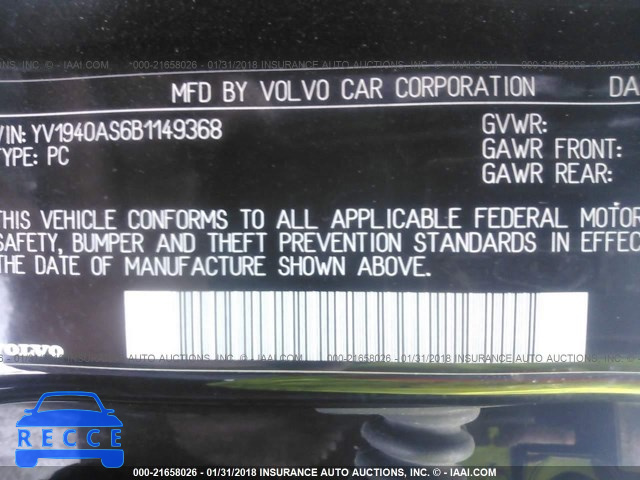 2011 VOLVO S80 3.2 YV1940AS6B1149368 image 8