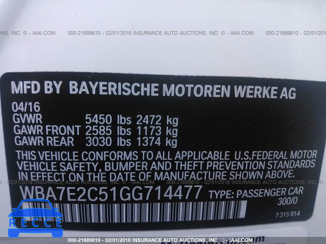 2016 BMW 740 I WBA7E2C51GG714477 Bild 8