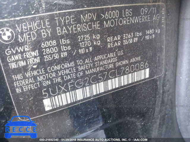 2012 BMW X6 XDRIVE35I 5UXFG2C57CL780086 image 8