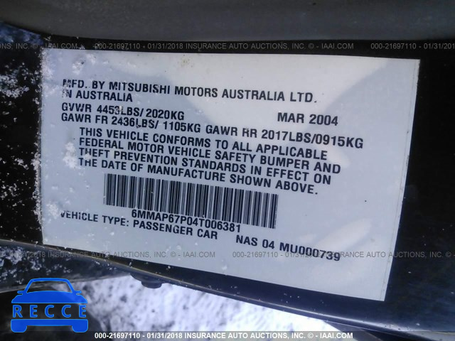 2004 MITSUBISHI DIAMANTE LS 6MMAP67P04T006381 image 8