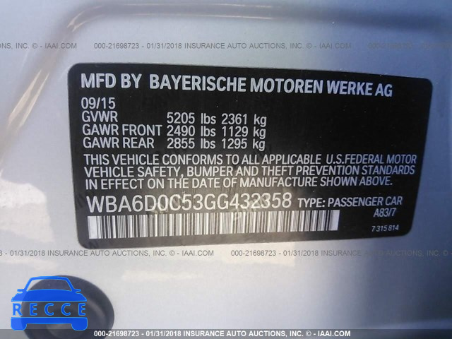 2016 BMW 640 I/GRAN COUPE WBA6D0C53GG432358 зображення 8