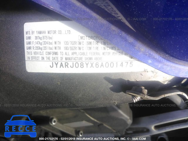 2006 YAMAHA FZ6 SC JYARJ08YX6A001475 зображення 9