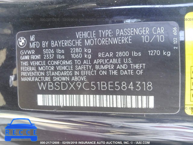 2011 BMW M3 WBSDX9C51BE584318 image 8