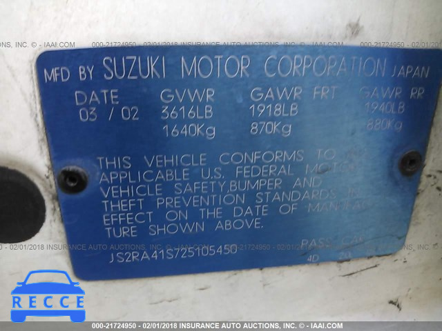 2002 SUZUKI AERIO S/GS JS2RA41S725105450 image 8