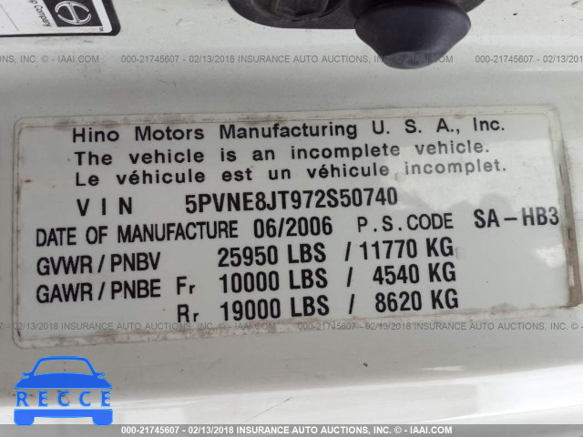 2007 HINO 268 5PVNE8JT972S50740 зображення 9