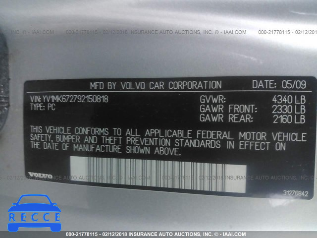 2009 VOLVO C30 T5 YV1MK672792150818 image 8