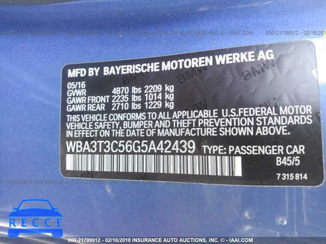 2016 BMW 435 I WBA3T3C56G5A42439 зображення 8