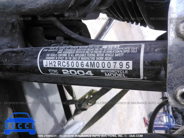 2004 HONDA VT750 C JH2RC50064M000795 зображення 9