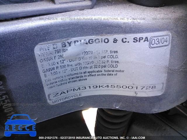 2005 VESPA GRANTURISMO 200 ZAPM319K455001728 image 9