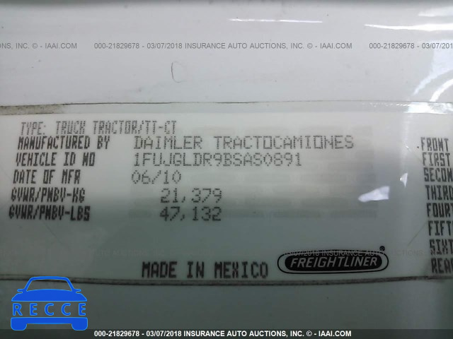 2011 FREIGHTLINER CASCADIA 125 1FUJGLDR9BSAS0891 зображення 9