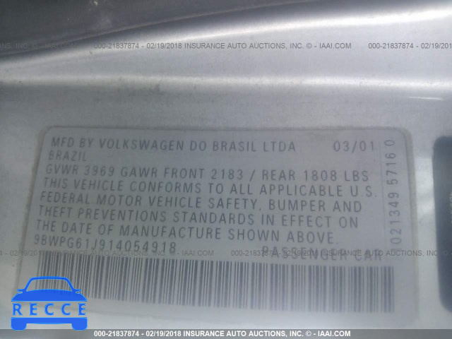 2001 VOLKSWAGEN GTI GLX 9BWPG61J914054918 image 8