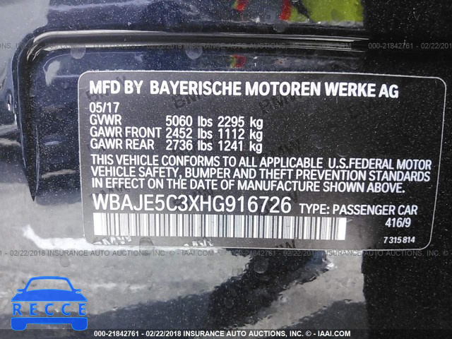 2017 BMW 540 I WBAJE5C3XHG916726 зображення 8