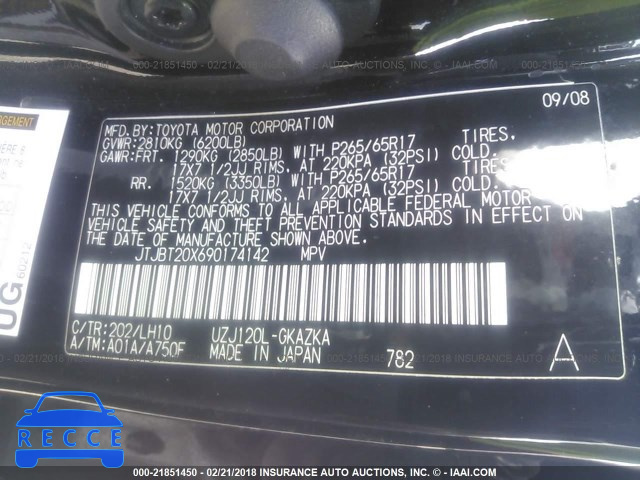 2009 LEXUS GX 470 JTJBT20X690174142 image 8