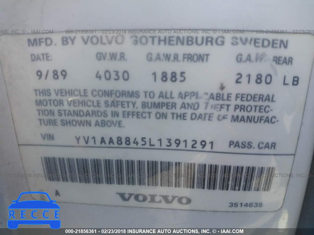 1990 VOLVO 240 DL YV1AA8845L1391291 зображення 8