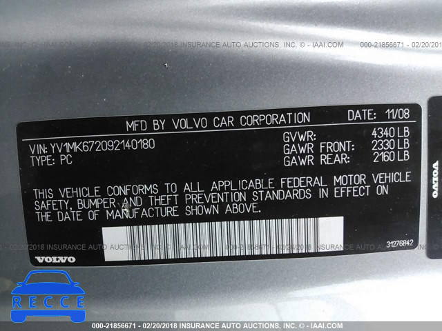 2009 VOLVO C30 T5 YV1MK672092140180 зображення 8