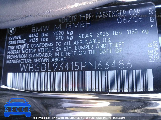 2005 BMW M3 WBSBL93415PN63486 image 8
