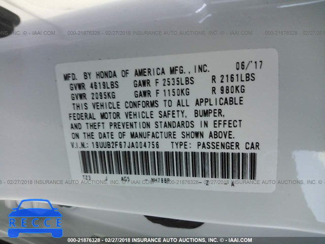 2018 ACURA TLX TECH+A/TCH+AR 19UUB2F67JA004756 image 8