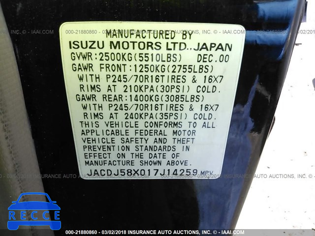 2001 ISUZU TROOPER S/LS/LIMITED JACDJ58X017J14259 image 8