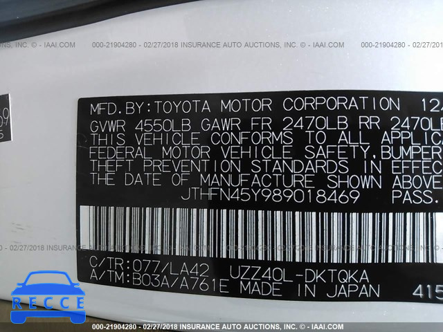 2008 LEXUS SC 430 JTHFN45Y989018469 image 8