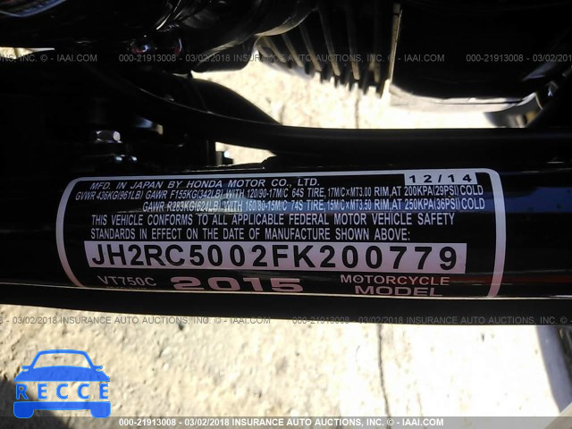 2015 HONDA VT750 C JH2RC5002FK200779 Bild 9